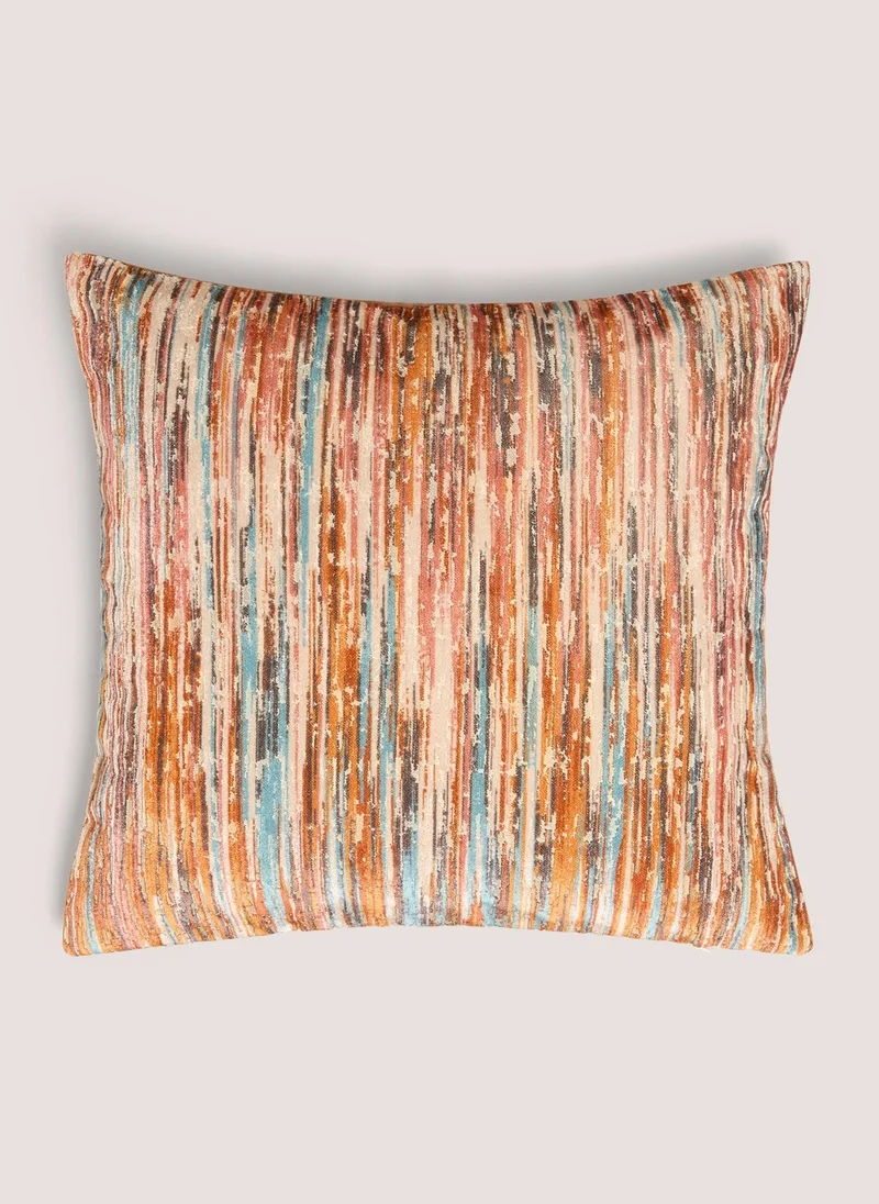 Matalan Rust Velvet Stripe Cushion